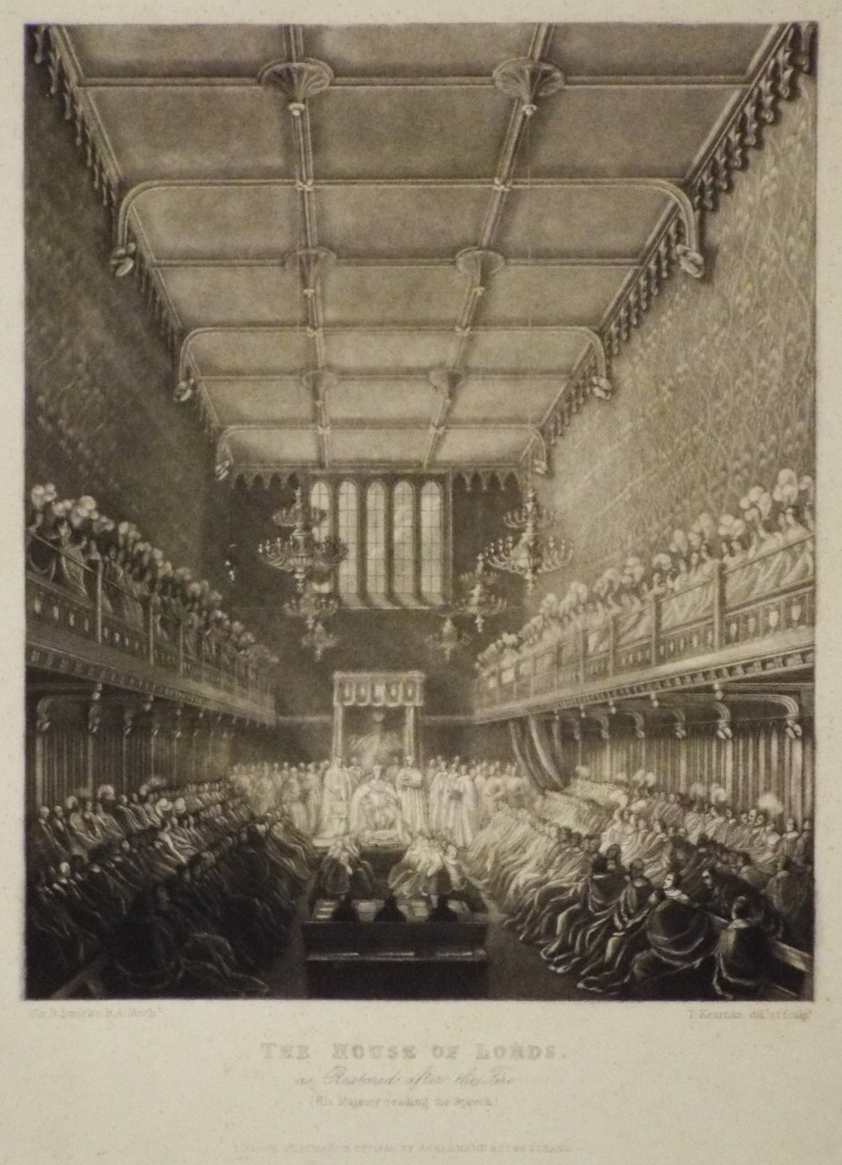 Mezzotint - House of Lords as Restored after the Fire - Kearnan